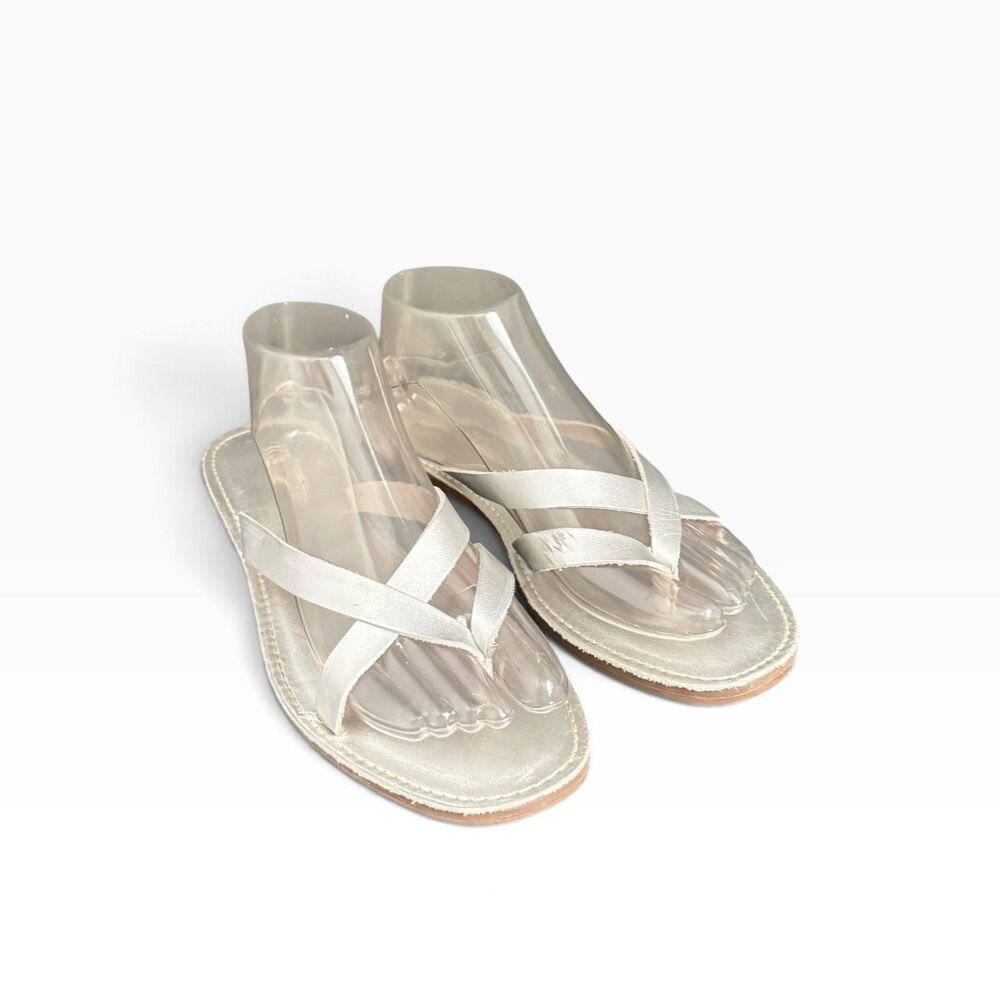 Madewell Silver Leather Flip Flops Women’s The Boardwalk Risa Flat Sandal Sz 9